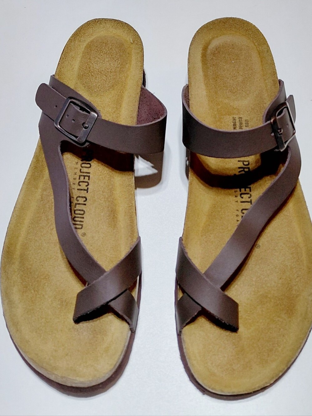 PROJECT CLOUD Women's  Brown Leather Strappy Wedge  Sandals Size - 9